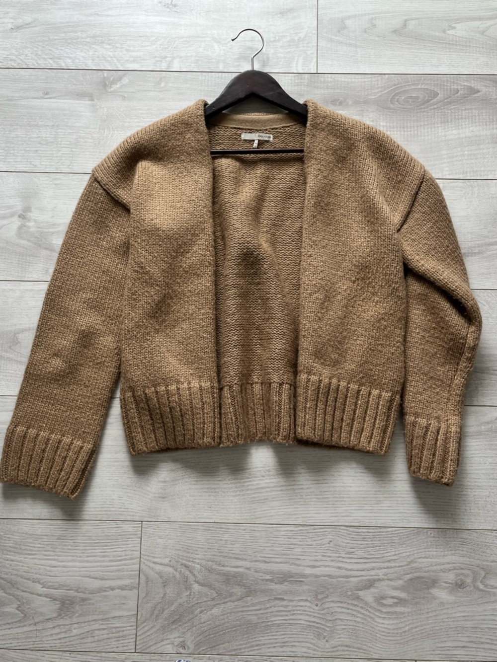 OAK + FORT Open-Front Cardigan Sweater - Camel Brown - Picture 4 of 5